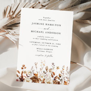 Invitación Rústico Boda del prado floral otoñal