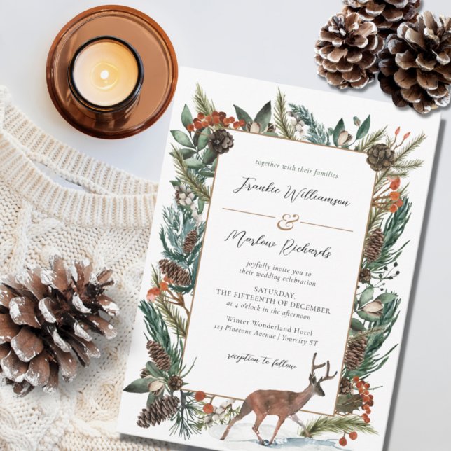 Invitación Rústico Boda Evergreen de Pine Cone (Subido por el creador)