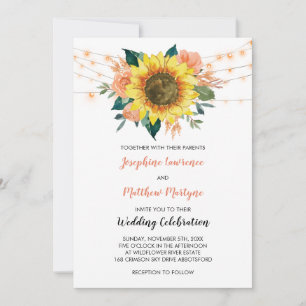 Invitación Rústico Boda floral de cuerdas de girasol claro