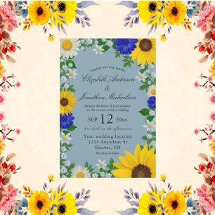 Invitación Rústico Boda floral de daisy de girasol