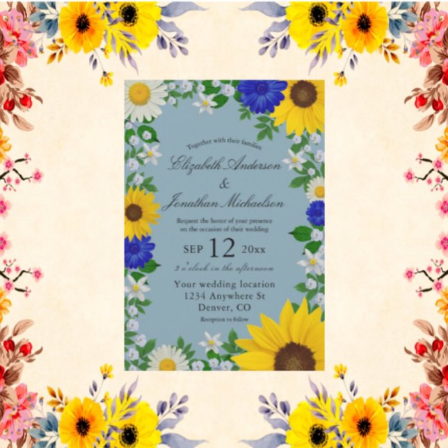 Invitación Rústico Boda floral de daisy de girasol (Subido por el creador)