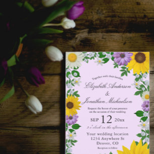 Invitación Rústico Boda floral de daisy de girasol