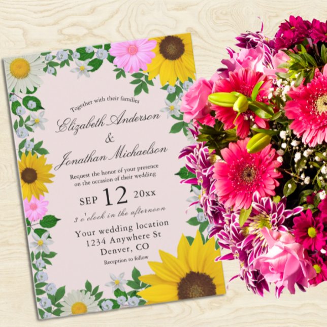 Invitación Rústico Boda floral de daisy de girasol (Subido por el creador)