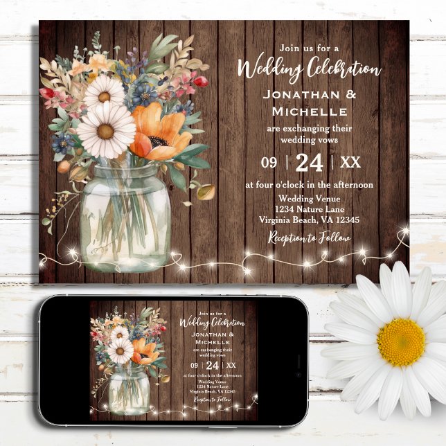 Invitación Rústico Boda floral de huerta silvestre (Subido por el creador)