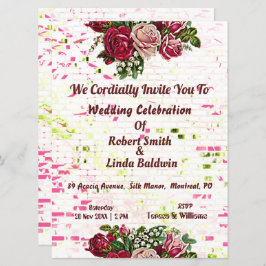 Invitación Rústico boda floral de los Rosas de los Marrones d