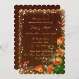 Invitación Rústico Boda floral de madera oscura Ensayo de cen