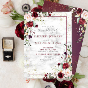 Invitación Rústico Boda floral de oro rosado de Rubor en Borg