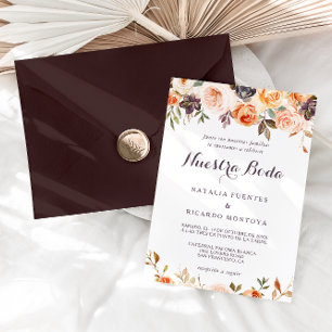 Invitación Rústico Boda floral de otoño
