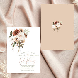 Invitación Rústico Boda Floral de Peach Terracotta Greenery