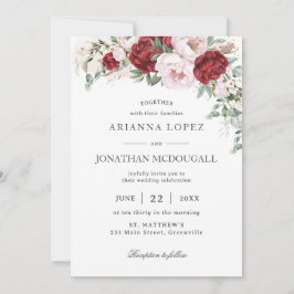 Invitación Rústico Boda floral de Rubor Pink Peonies