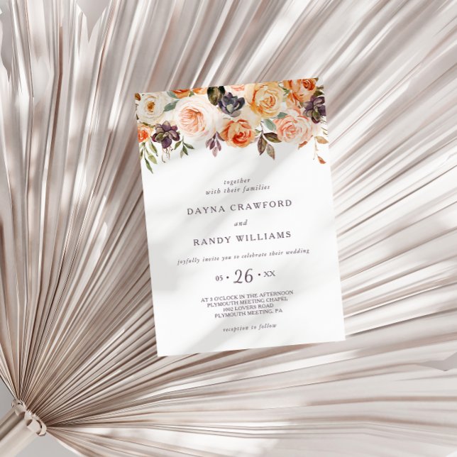 Invitación Rústico Boda floral elegante de otoño (Subido por el creador)