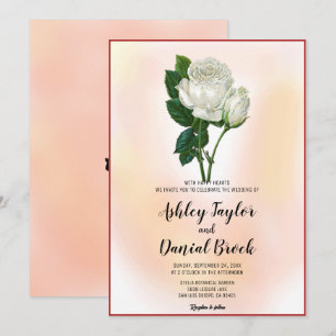 Invitación Rústico Boda floral veraniego Rosa rosado Rubor