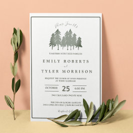 Invitación Rústico Boda forestal de pinos arenosos