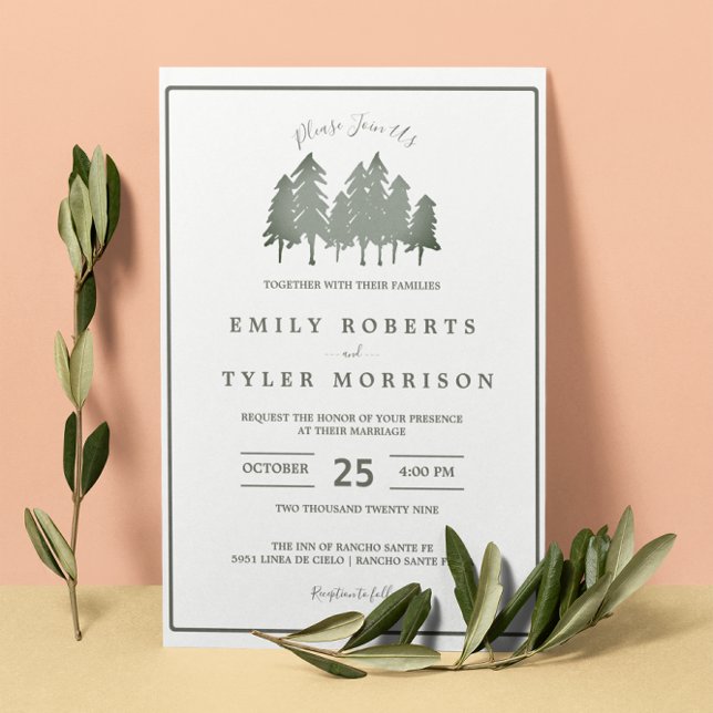 Invitación Rústico Boda forestal de pinos arenosos (Subido por el creador)