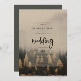 Invitación Rústico Boda Forestal de Pinos de Montaña