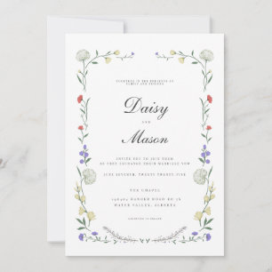 Invitación Rústico boda inspirado en el prado de flores silve