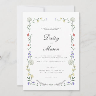 Invitación Rústico boda inspirado en el prado de flores silve