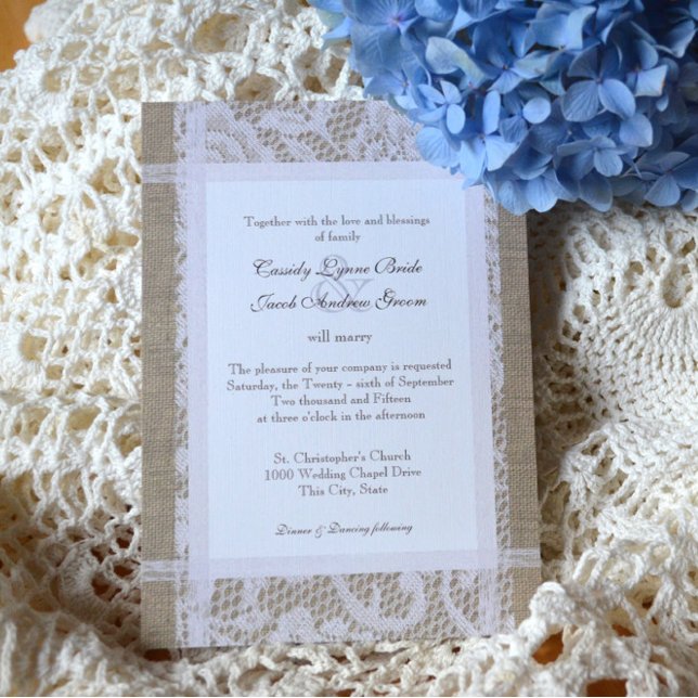 Invitación Rústico Boda Lace y Burlap (Subido por el creador)