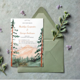 Invitación Rústico Boda paisajista de los árboles de las mont