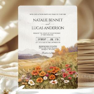 Invitación Rústico Boda paisajístico rural de flores silvestr