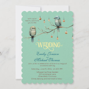 Invitación Rústico Boda romántico de los pájaros de los bosqu