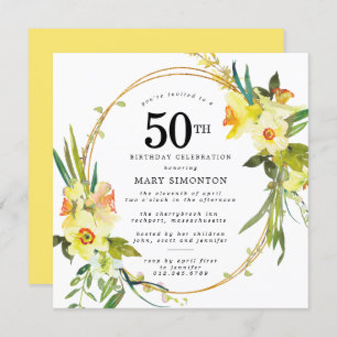 Invitación Rústico Boho Amarillo Daffodil 50 cumpleaños
