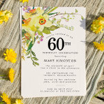Invitación Rústico Boho Amarillo Daffodil cumpleaños número 6<br><div class="desc">La hermosa disposición floral primaveral incluye daffodils amarillos y blancos decorando un marco rústico. La vegetación variada y los tallos de daffodil le dan un aire moderno de Boho. La invitación de cumpleaños número 60 es amarillo intenso y soleado. La elección perfecta para una fiesta de cumpleaños de primavera.</div>