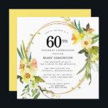 Invitación Rústico Boho Amarillo Daffodil cumpleaños número 6<br><div class="desc">La hermosa disposición floral primaveral incluye daffodils amarillos y blancos decorando un marco rústico. La vegetación variada y los tallos de daffodil le dan un aire moderno de Boho. La invitación de cumpleaños número 60 es amarillo intenso y soleado. La elección perfecta para una fiesta de cumpleaños de primavera.</div>