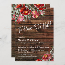 Invitación Rústico Boho Borgoña Rojo Floral A Tener Y Sostene