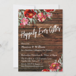 Invitación Rústico Boho Borgoña Rojo Floral Feliz