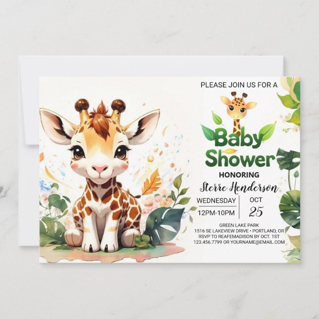 Invitación Rústico Boho Charm Giraffe Baby Shower (Anverso)