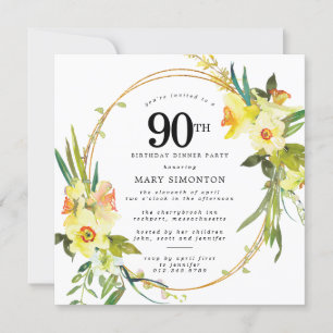 Invitación Rústico Boho Daffodil 90º Fiesta de la cena de cum