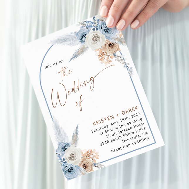 Invitación Rústico Boho Dusty Blue Floral Arch Boda (Subido por el creador)