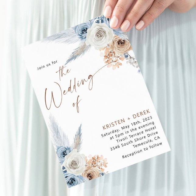 Invitación Rústico Boho Dusty Blue Floral Boda (Subido por el creador)