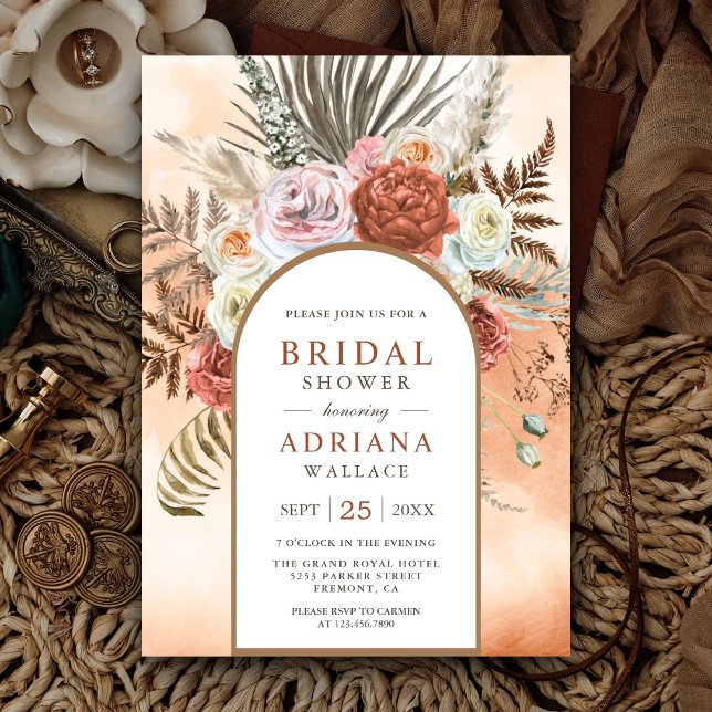 Invitación Rústico Boho Earthy Floral Terracotta Bridal Showe (Subido por el creador)