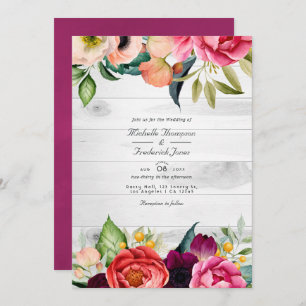 Invitación Rústico Boho Floral Bohemian Código QR RSVP Boda I