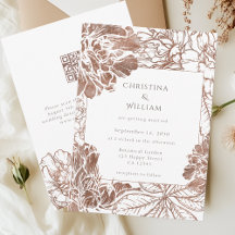 Rústico Boho Floral Mocha Brown Boda Código QR