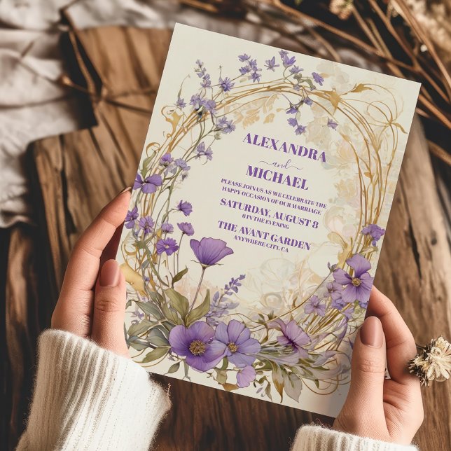 Invitación Rústico Boho Floral Plum & Dusty Purple Boda (Subido por el creador)