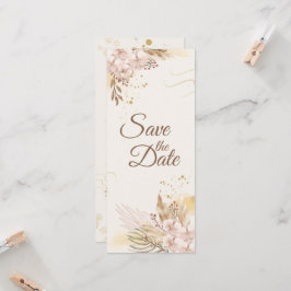Invitación Rústico Boho Floral Rosa y Dorado Salva la Fecha