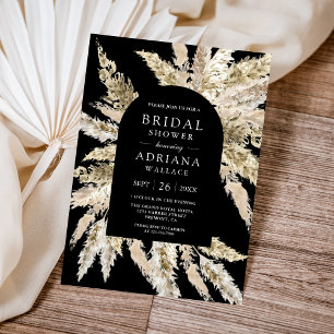 Invitación Rústico Boho Pampas Arch Black Bridal Shower