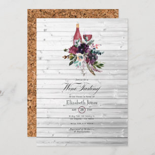Invitación Rústico Boho Plum Red Wine Tasting Bridal Shower