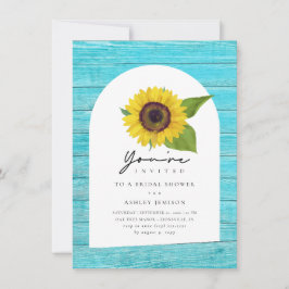 Invitación Rústico Boho Sunflower Wood Bridal Shower