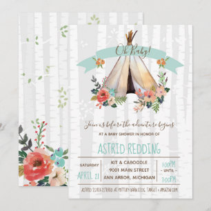 Invitación Rústico Boho Teepee Género Neutral Baby Shower