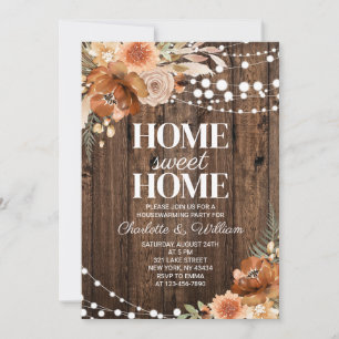 Invitación Rústico Boho Terracota Floral Hogar Dulce Hogar