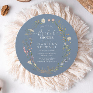Invitación Rústico Boho Wildflower Periwinkle Bridal Shower