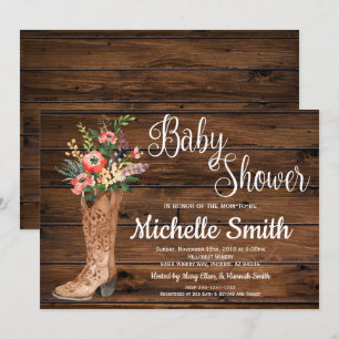 Invitación Rústico Boot Country Bridal Western Baby Shower