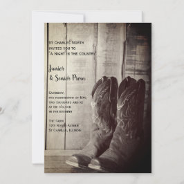Invitación Rústico Boots Country Junior / Senior Prom