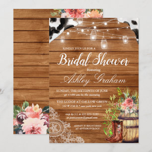 Invitación Rústico boots Cowgirl Western Bridal Shower