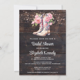 Invitación Rústico boots Cowgirl Western Bridal Shower