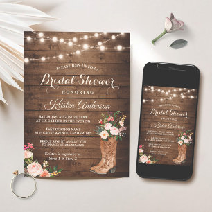 Invitación Rústico boots Cowgirl Western Bridal Shower